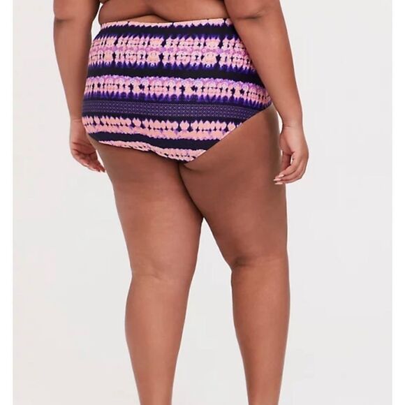 Torrid PINK & PURPLE TIE-DYE‎ FLOUNCE BIKINI BOTTOM - Picture 2 of 10